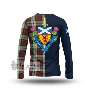 Rose White Dress Tartan Long Sleeve T-Shirt Alba with Scottish Lion Royal Arm Half Style