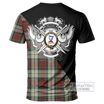 Rose White Dress Tartan T-Shirt with Family Crest and Military Logo Style