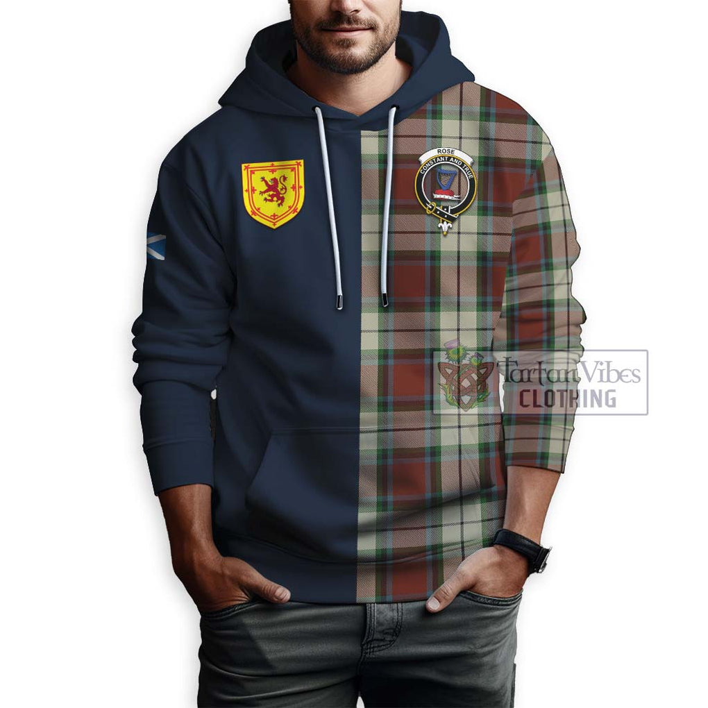 Tartan Vibes Clothing Rose White Dress Tartan Hoodie with Scottish Lion Royal Arm Half Style