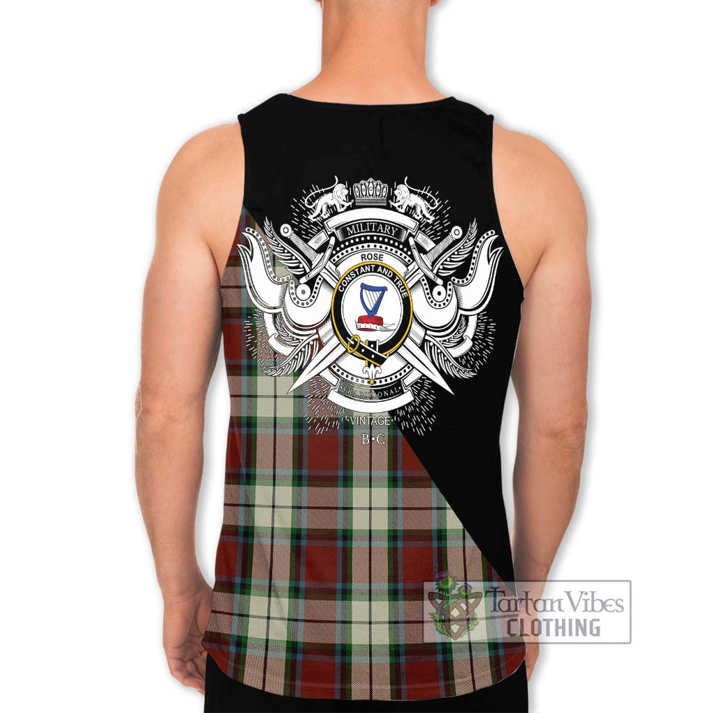 Rose White Dress Tartan Men's Tank Top with Family Crest and Military Logo Style - Tartanvibesclothing Shop