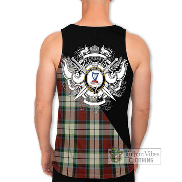 Rose White Dress Tartan Men's Tank Top with Family Crest and Military Logo Style