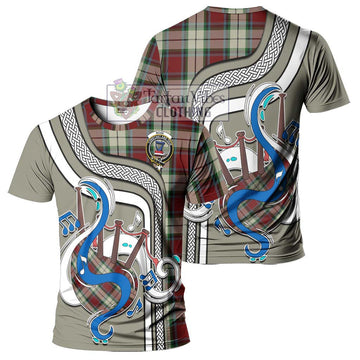 Rose White Dress Tartan T-Shirt with Epic Bagpipe Style