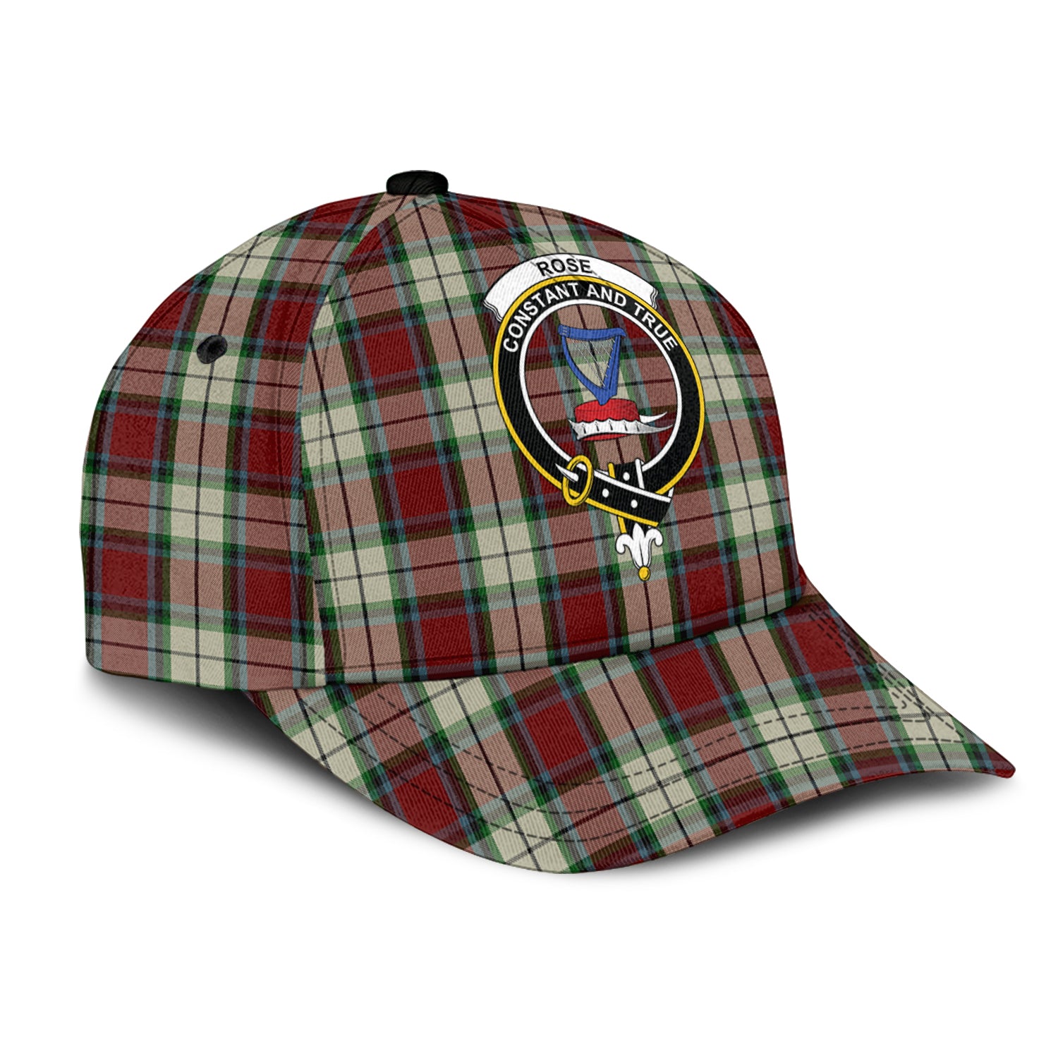 Rose White Dress Tartan Classic Cap with Family Crest - Tartan Vibes Clothing