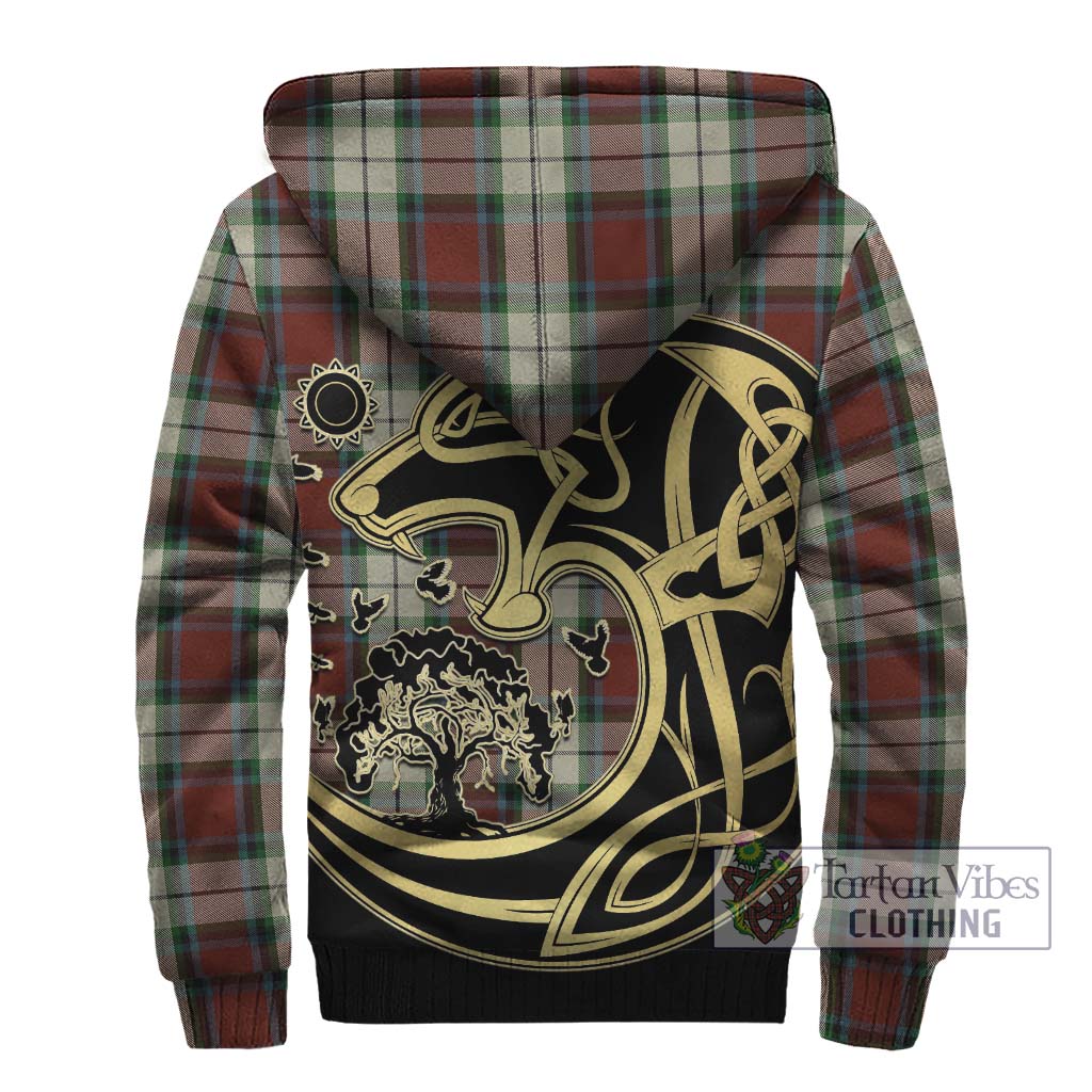 Tartan Vibes Clothing Rose White Dress Tartan Sherpa Hoodie with Family Crest Celtic Wolf Style