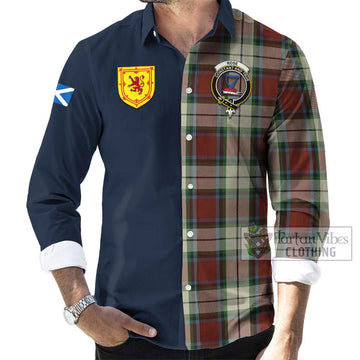 Rose White Dress Tartan Long Sleeve Button Shirt Alba with Scottish Lion Royal Arm Half Style