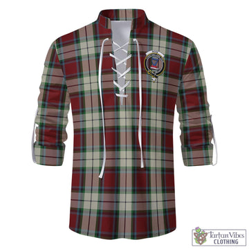 Rose White Dress Tartan Men's Scottish Traditional Jacobite Ghillie Kilt Shirt with Family Crest