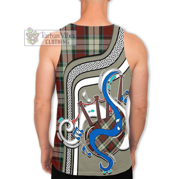 Rose White Dress Tartan Men's Tank Top with Epic Bagpipe Style