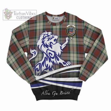 Rose White Dress Tartan Sweatshirt with Alba Gu Brath Regal Lion Emblem