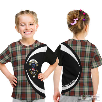 Rose White Dress Tartan Kid T-Shirt with Family Crest Circle Style