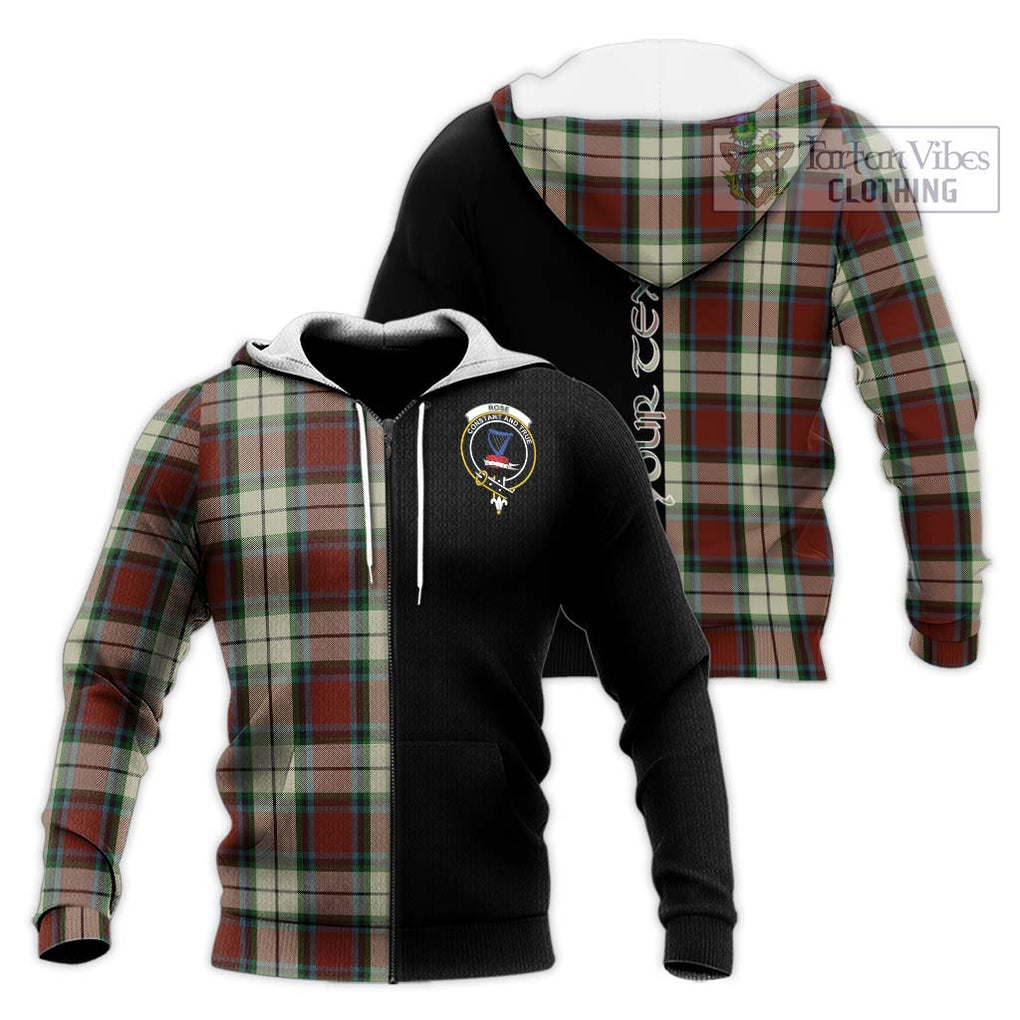 Rose White Dress Tartan Knitted Hoodie with Family Crest and Half Of Me Style Unisex Knitted Zip Hoodie - Tartanvibesclothing Shop