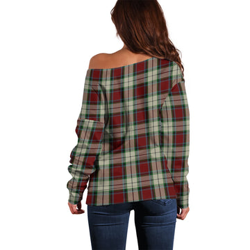 Rose White Dress Tartan Off Shoulder Women Sweater with Family Crest