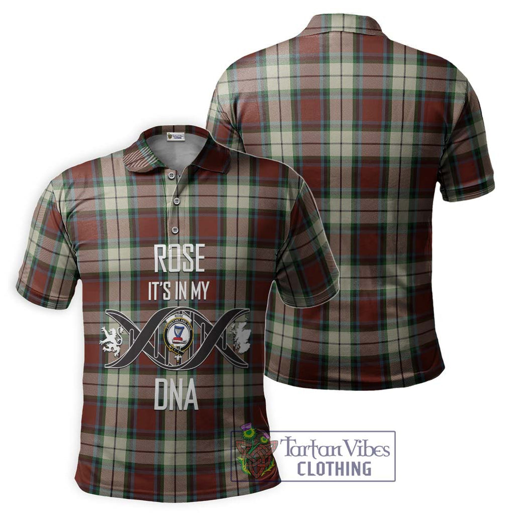 Rose White Dress Tartan Polo Shirt with Family Crest DNA In Me Style - Tartanvibesclothing Shop