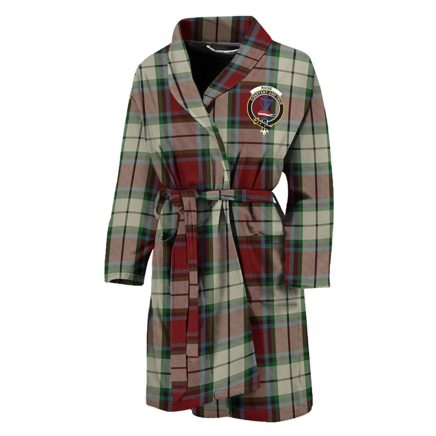 Rose White Dress Tartan Bathrobe with Family Crest Unisex M - Tartan Vibes Clothing