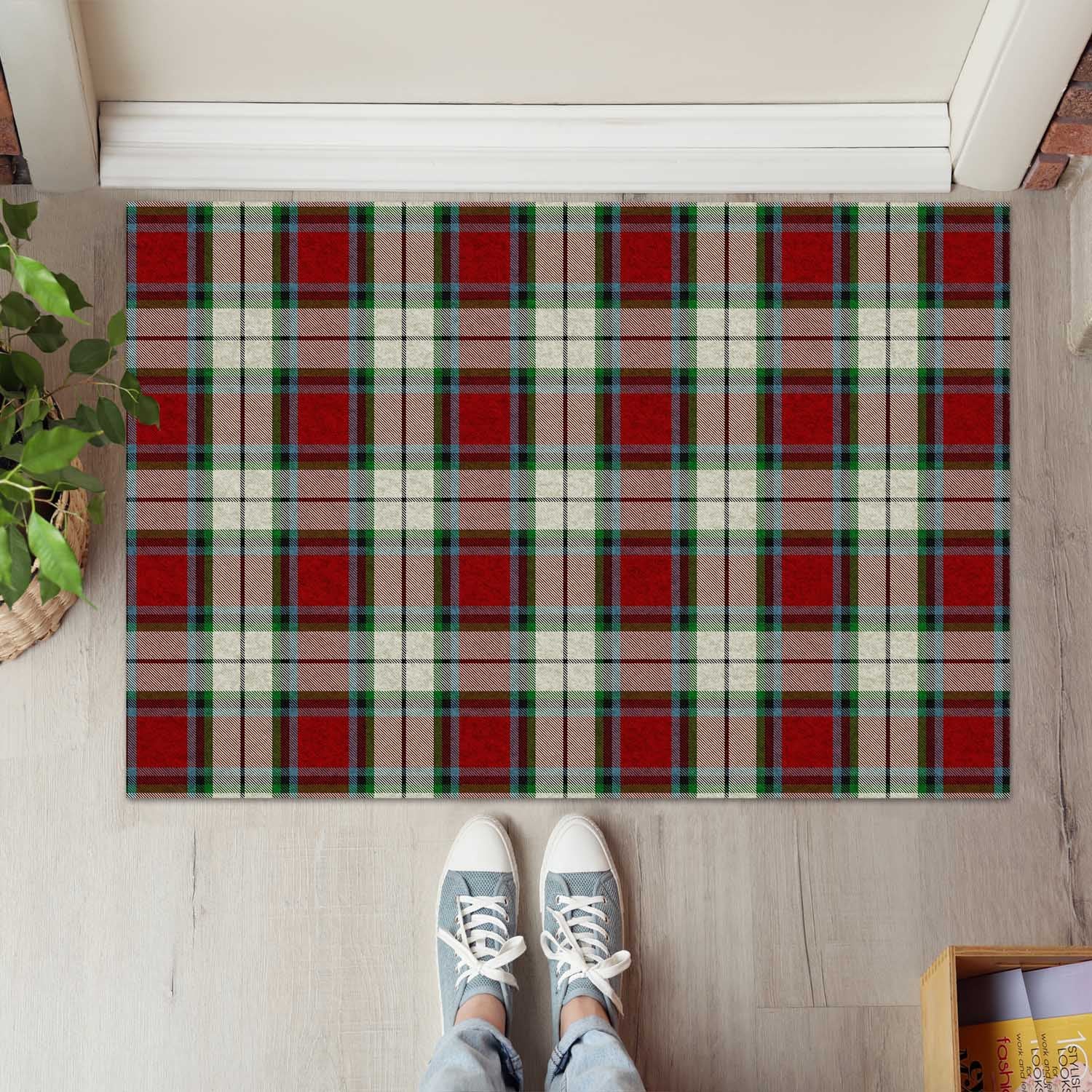 Rose White Dress Tartan Door Mat - Tartanvibesclothing Shop