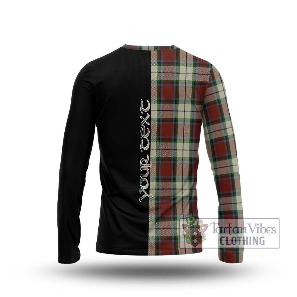 Rose White Dress Tartan Long Sleeve T-Shirt with Family Crest and Half Of Me Style - Tartanvibesclothing Shop