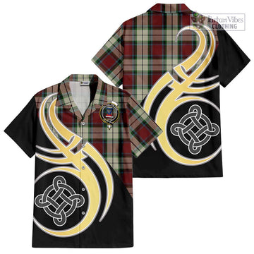 Rose White Dress Tartan Short Sleeve Button Shirt with Family Crest and Celtic Symbol Style