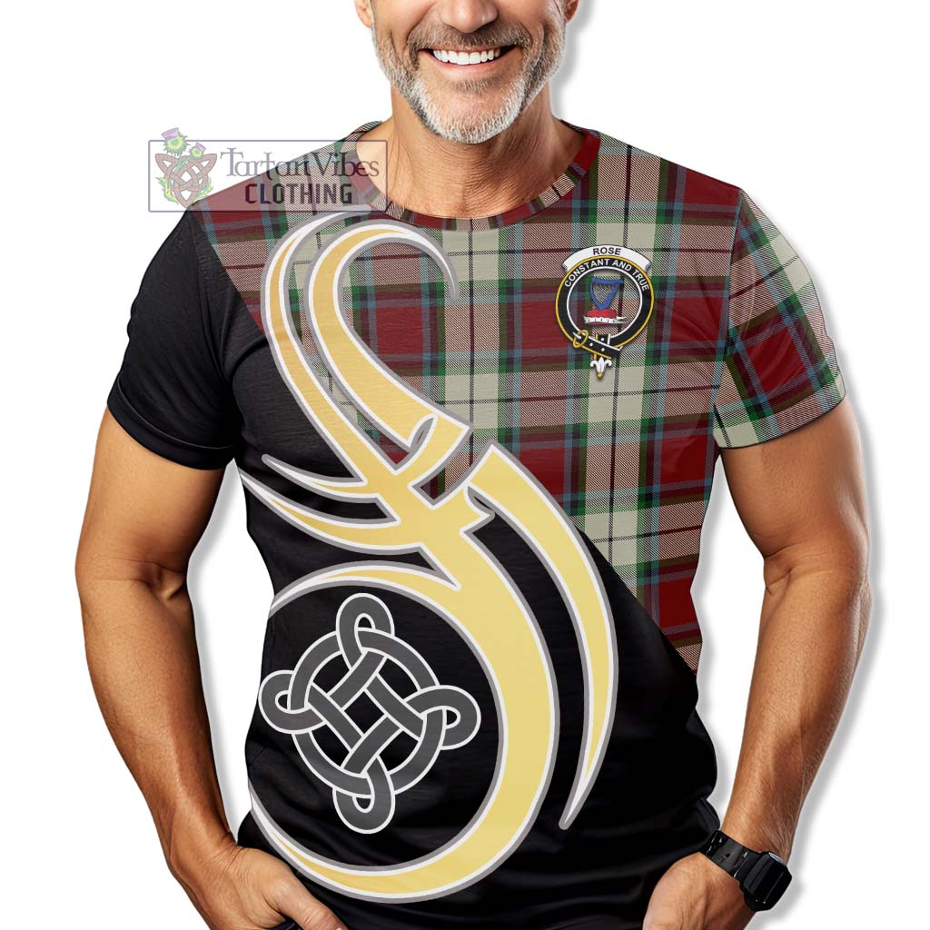 Tartan Vibes Clothing Rose White Dress Tartan T-Shirt with Family Crest and Celtic Symbol Style