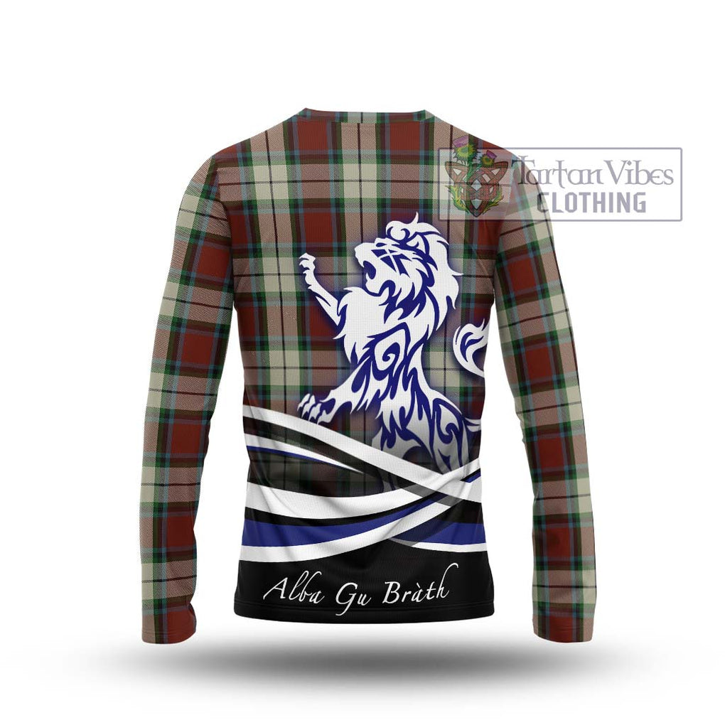 Rose White Dress Tartan Long Sleeve T-Shirt with Alba Gu Brath Regal Lion Emblem - Tartanvibesclothing Shop