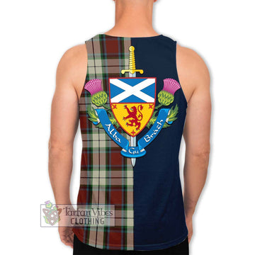 Rose White Dress Tartan Men's Tank Top Alba with Scottish Lion Royal Arm Half Style