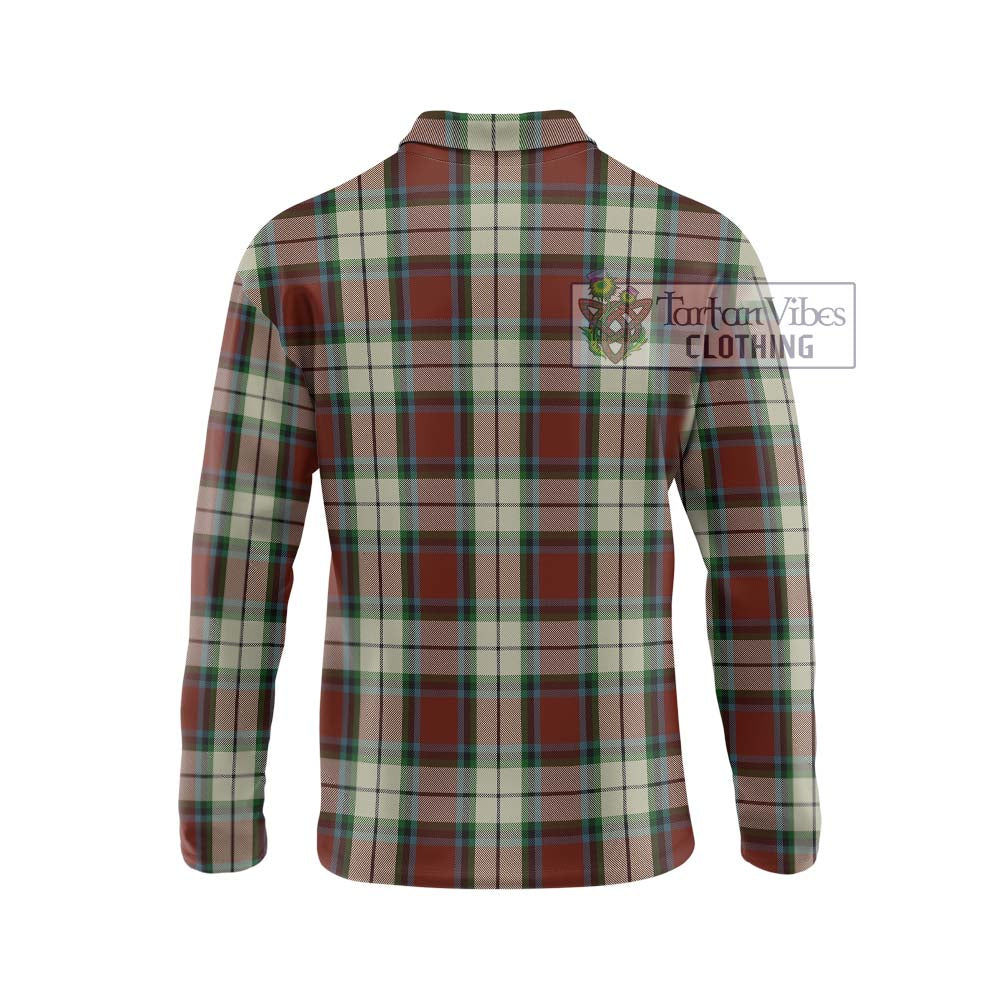 Rose White Dress Tartan Long Sleeve Polo Shirt with Family Crest DNA In Me Style - Tartanvibesclothing Shop