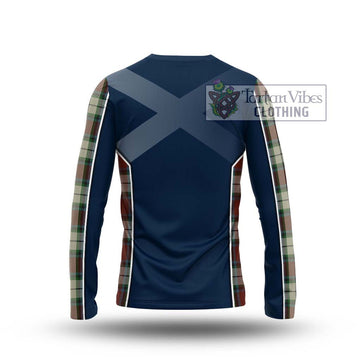 Rose White Dress Tartan Long Sleeve T-Shirt with Family Crest and Lion Rampant Vibes Sport Style