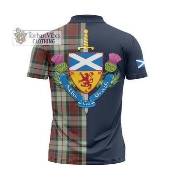 Rose White Dress Tartan Zipper Polo Shirt Alba with Scottish Lion Royal Arm Half Style