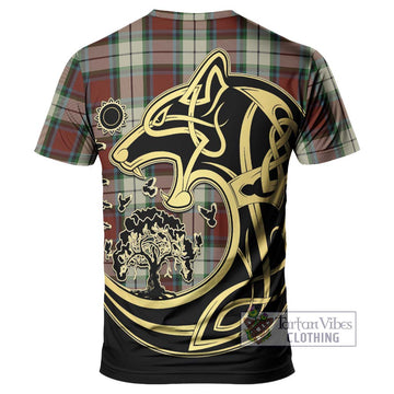 Rose White Dress Tartan T-Shirt with Family Crest Celtic Wolf Style