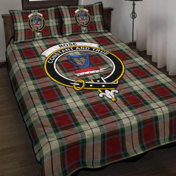 Rose White Dress Tartan Quilt Bed Set with Family Crest