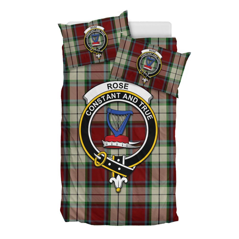 Rose White Dress Tartan Bedding Set with Family Crest - Tartan Vibes Clothing