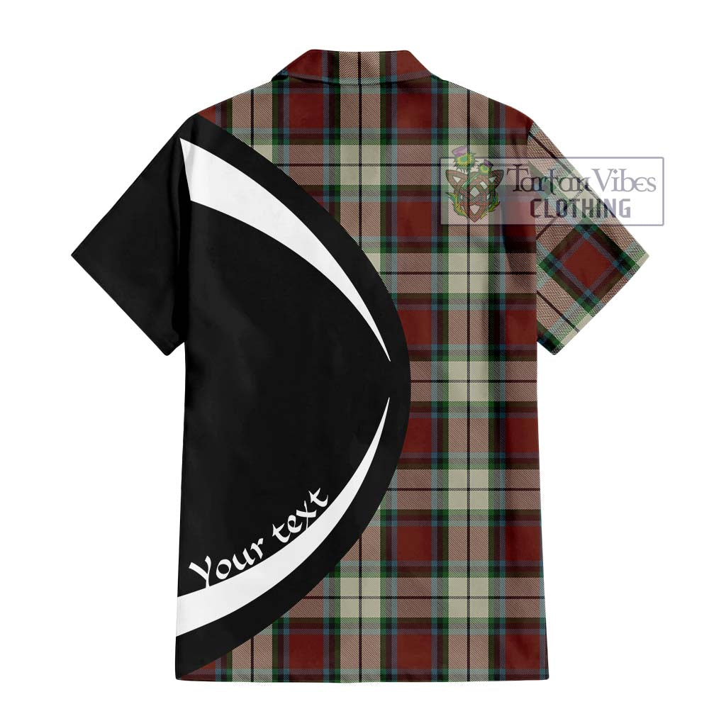 Rose White Dress Tartan Short Sleeve Button Up with Family Crest Circle Style - Tartan Vibes Clothing