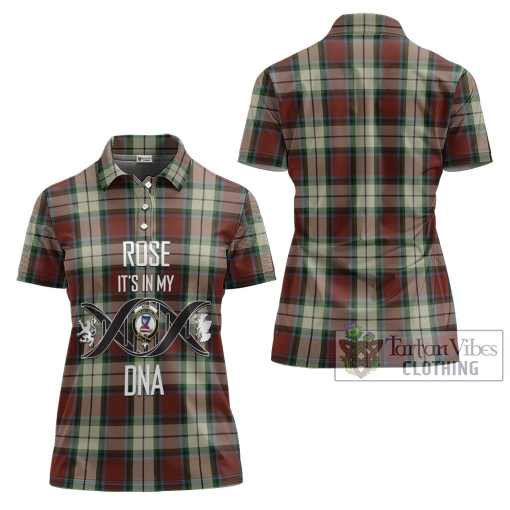 Rose White Dress Tartan Women's Polo Shirt with Family Crest DNA In Me Style - Tartanvibesclothing Shop