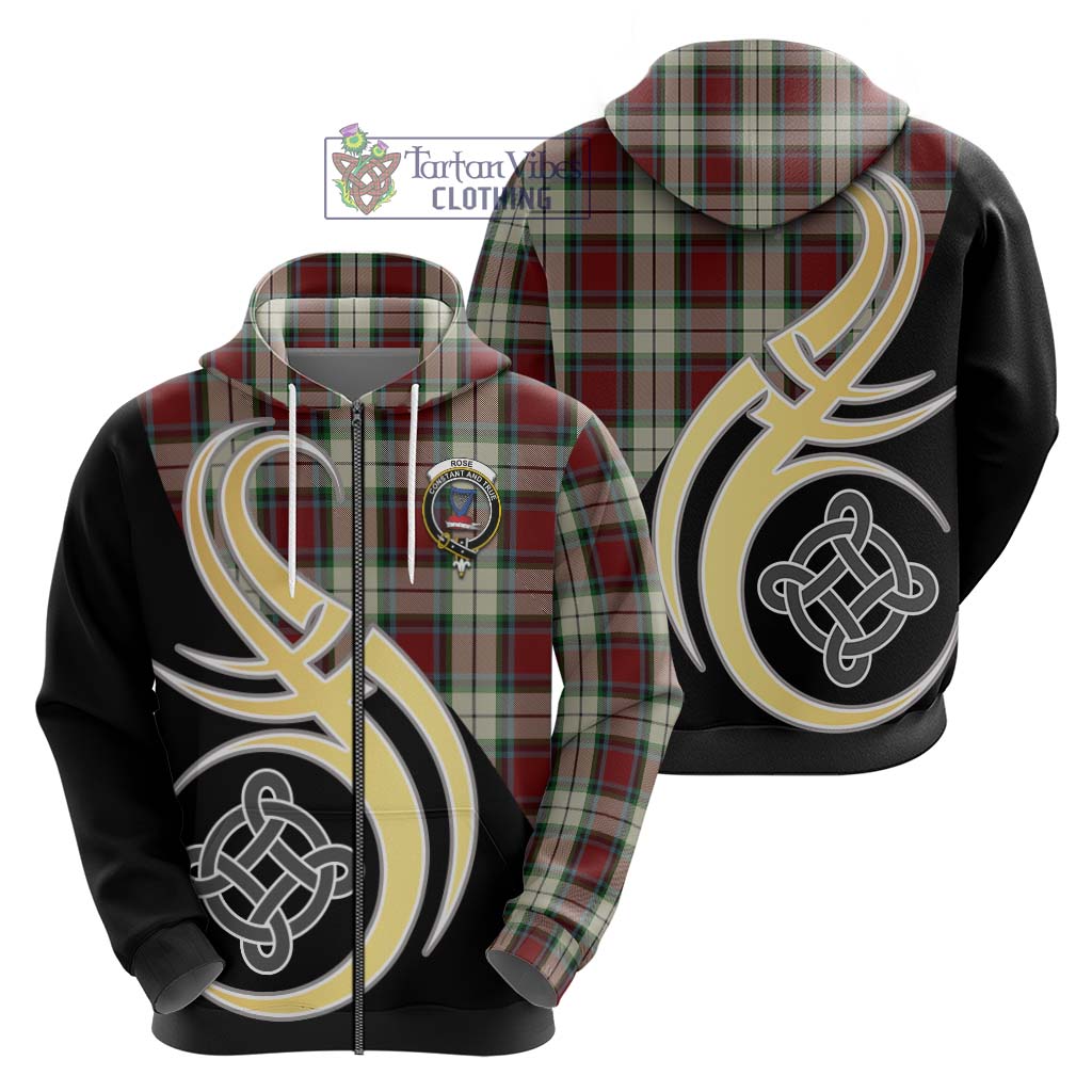 Tartan Vibes Clothing Rose White Dress Tartan Hoodie with Family Crest and Celtic Symbol Style