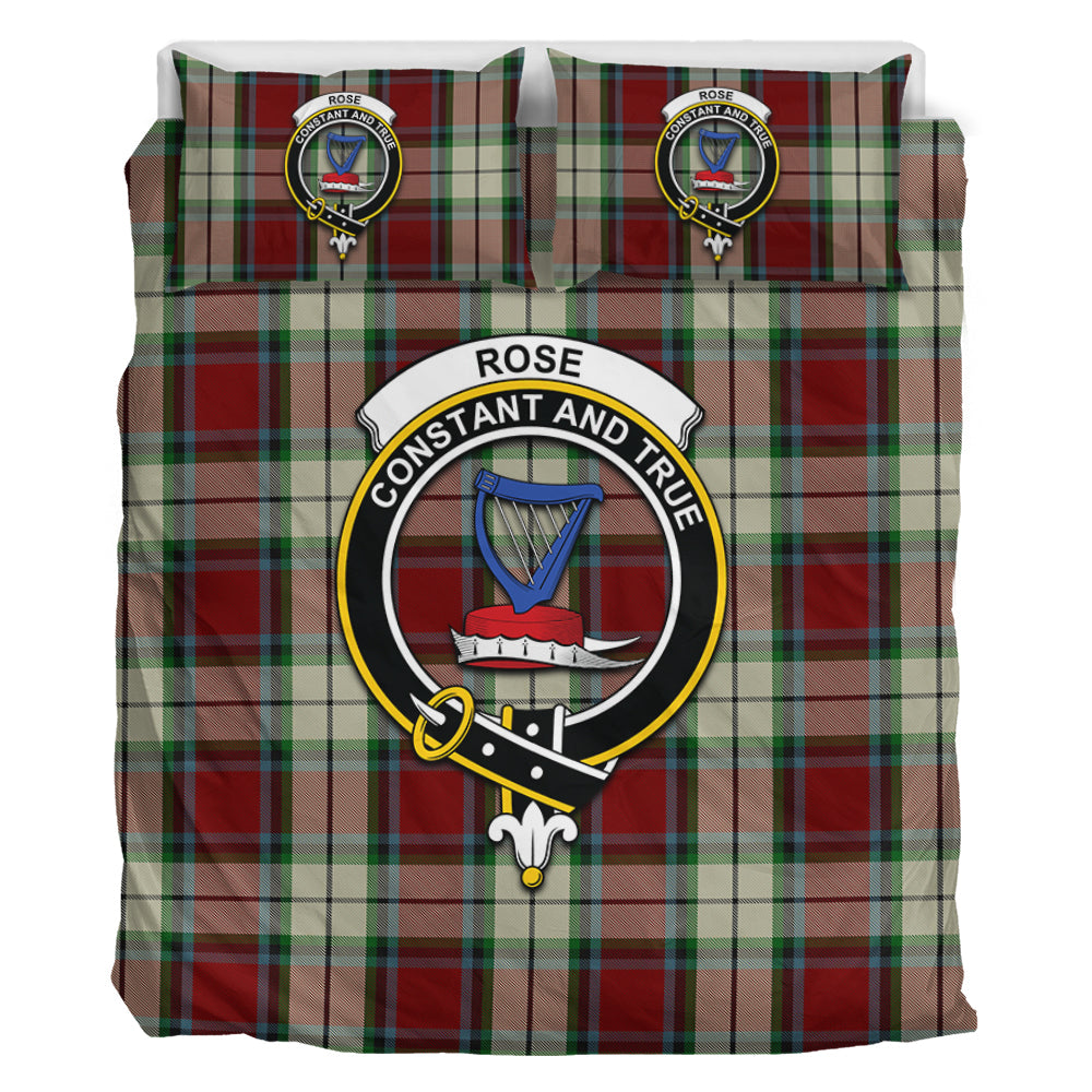 Rose White Dress Tartan Bedding Set with Family Crest - Tartan Vibes Clothing