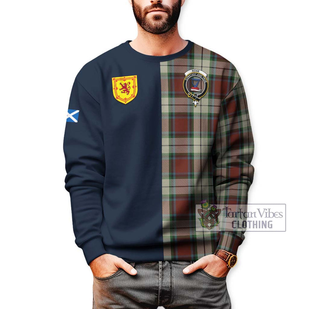 Tartan Vibes Clothing Rose White Dress Tartan Sweatshirt with Scottish Lion Royal Arm Half Style