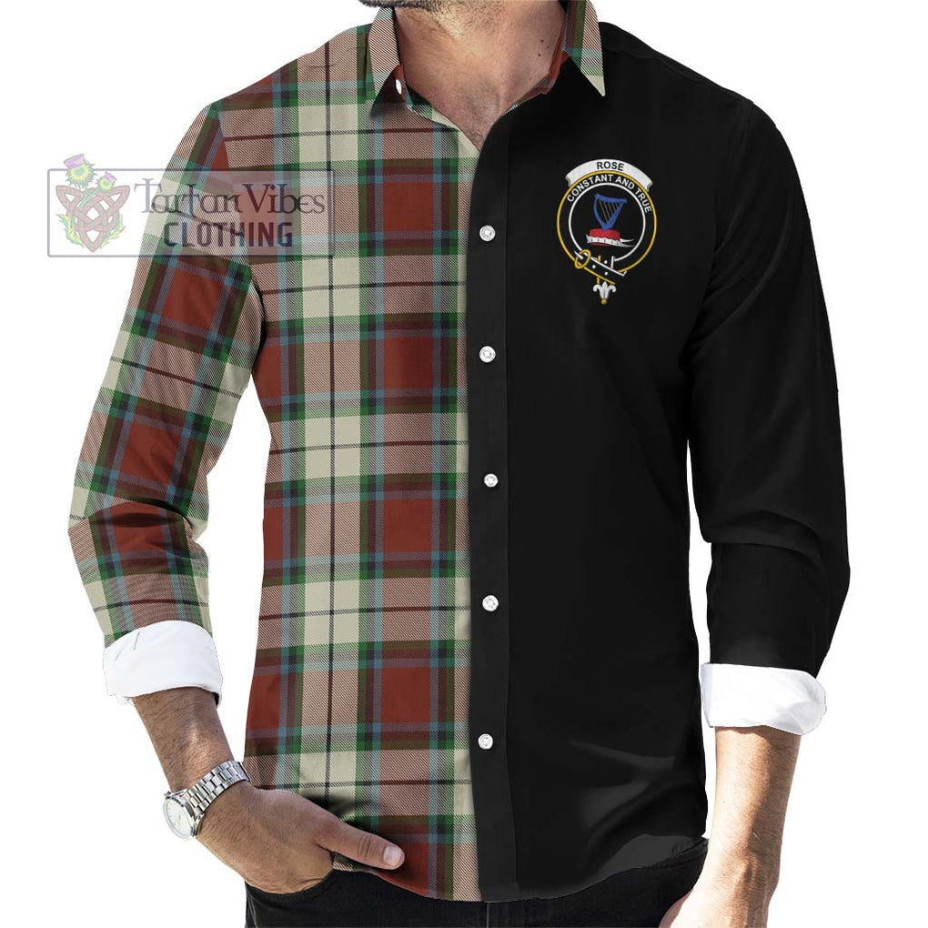 Rose White Dress Tartan Long Sleeve Button Shirt with Family Crest and Half Of Me Style - Tartanvibesclothing Shop