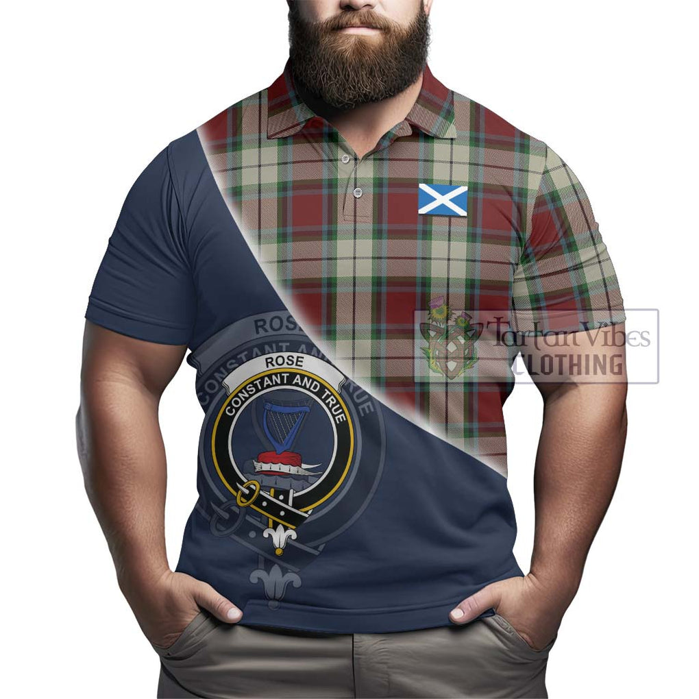 Rose White Dress Tartan Polo Shirt with Personalised National Flag and Family Crest Half Style - Tartanvibesclothing Shop