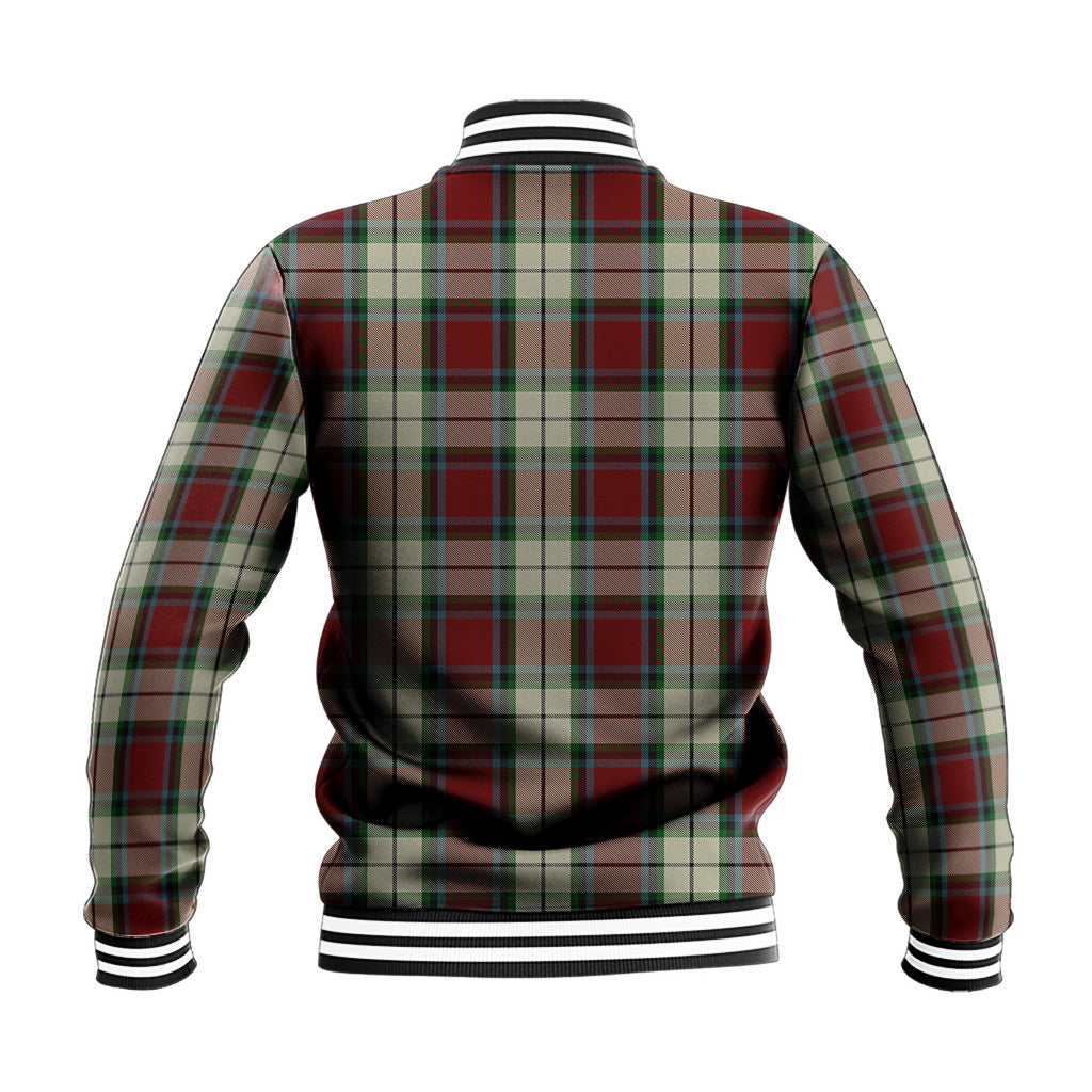 Rose White Dress Tartan Baseball Jacket with Family Crest - Tartan Vibes Clothing