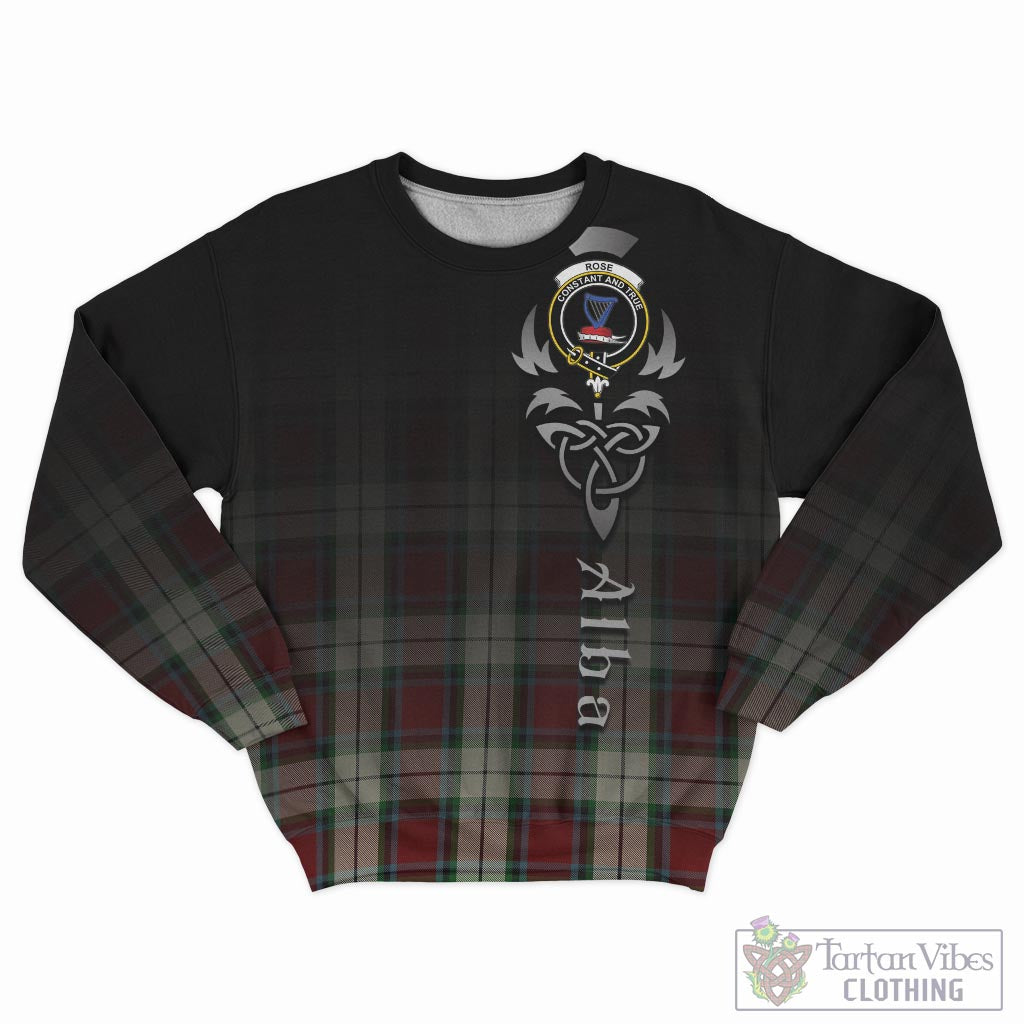 Tartan Vibes Clothing Rose White Dress Tartan Sweatshirt Featuring Alba Gu Brath Family Crest Celtic Inspired