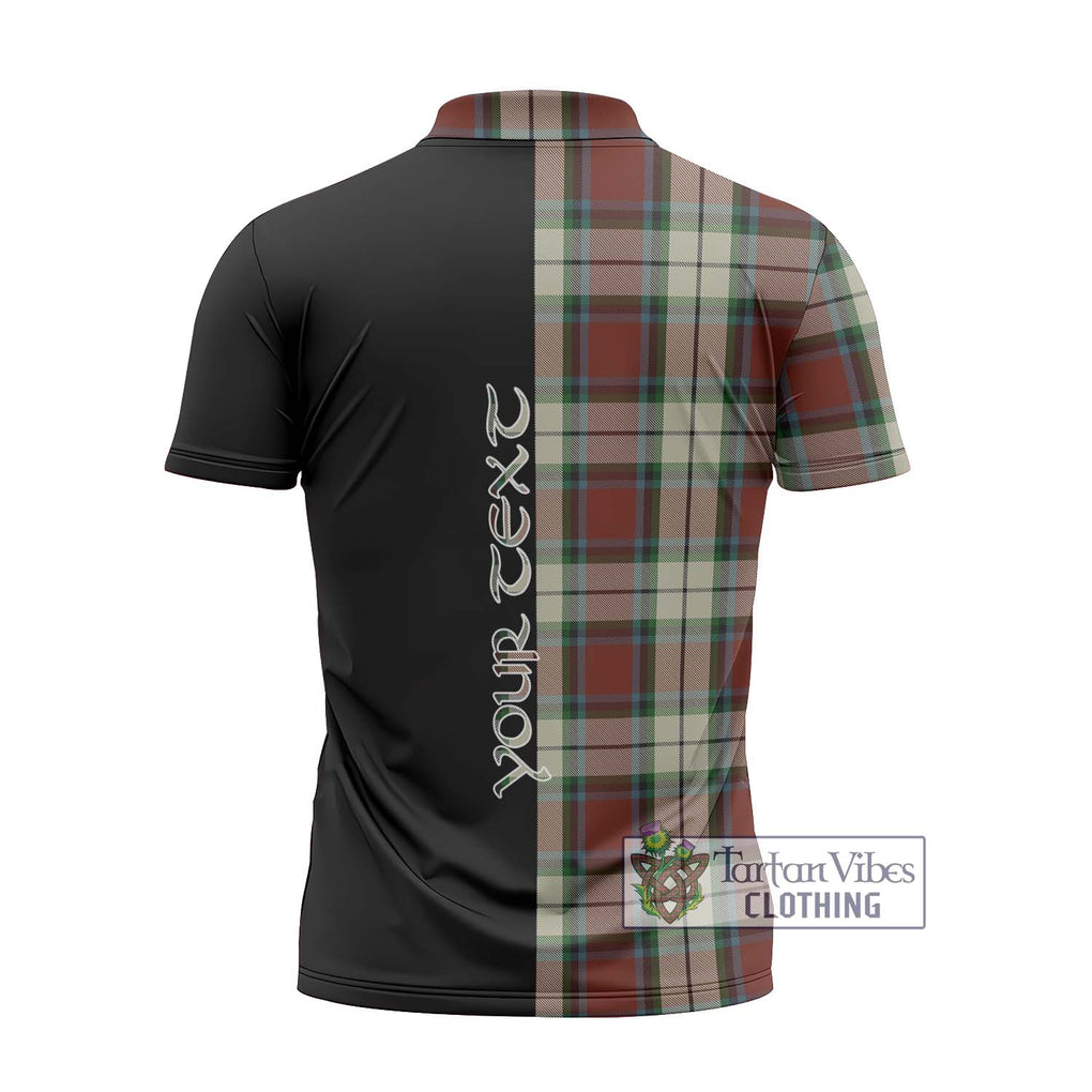 Rose White Dress Tartan Zipper Polo Shirt with Family Crest and Half Of Me Style - Tartanvibesclothing Shop