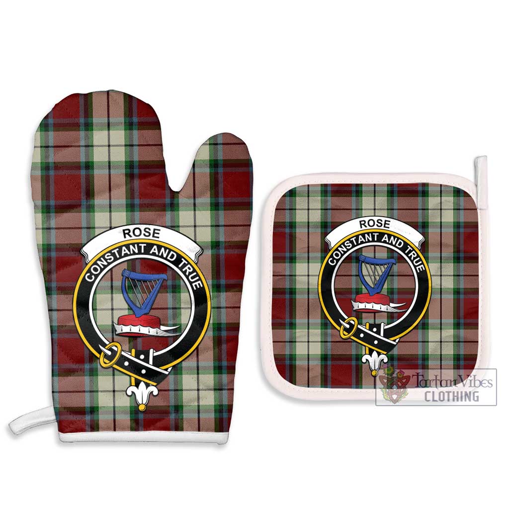 Tartan Vibes Clothing Rose White Dress Tartan Combo Oven Mitt & Pot-Holder with Family Crest