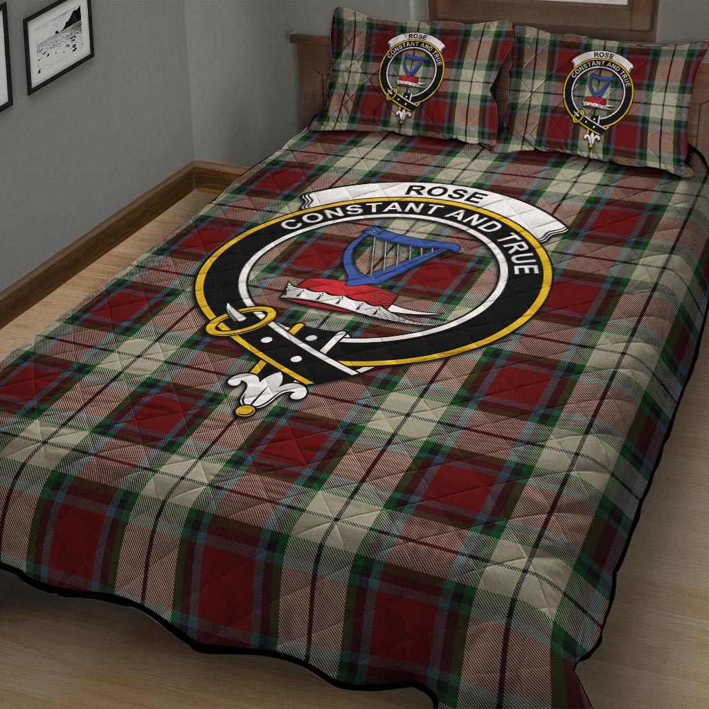 Rose White Dress Tartan Quilt Bed Set with Family Crest - Tartan Vibes Clothing