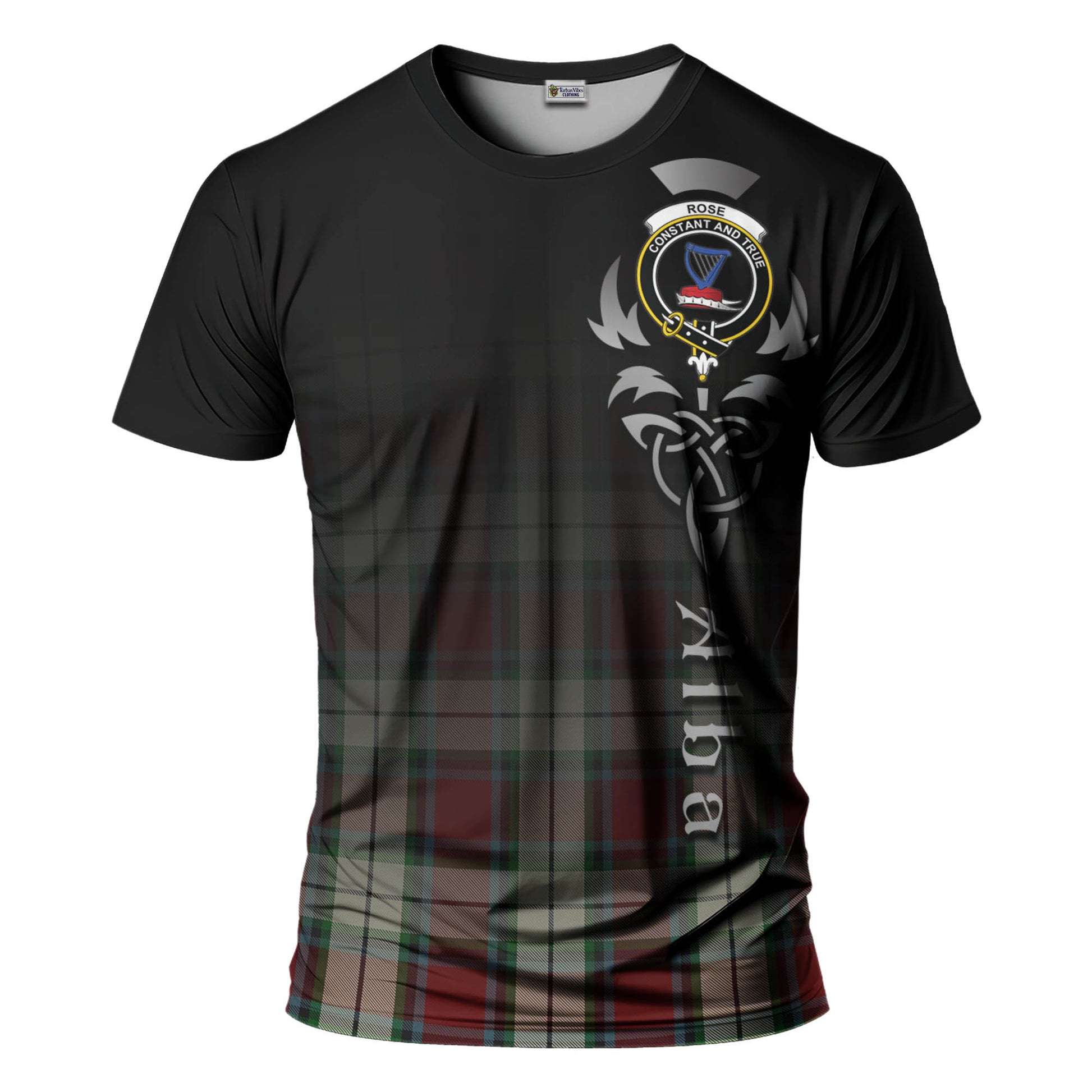 Tartan Vibes Clothing Rose White Dress Tartan T-Shirt Featuring Alba Gu Brath Family Crest Celtic Inspired