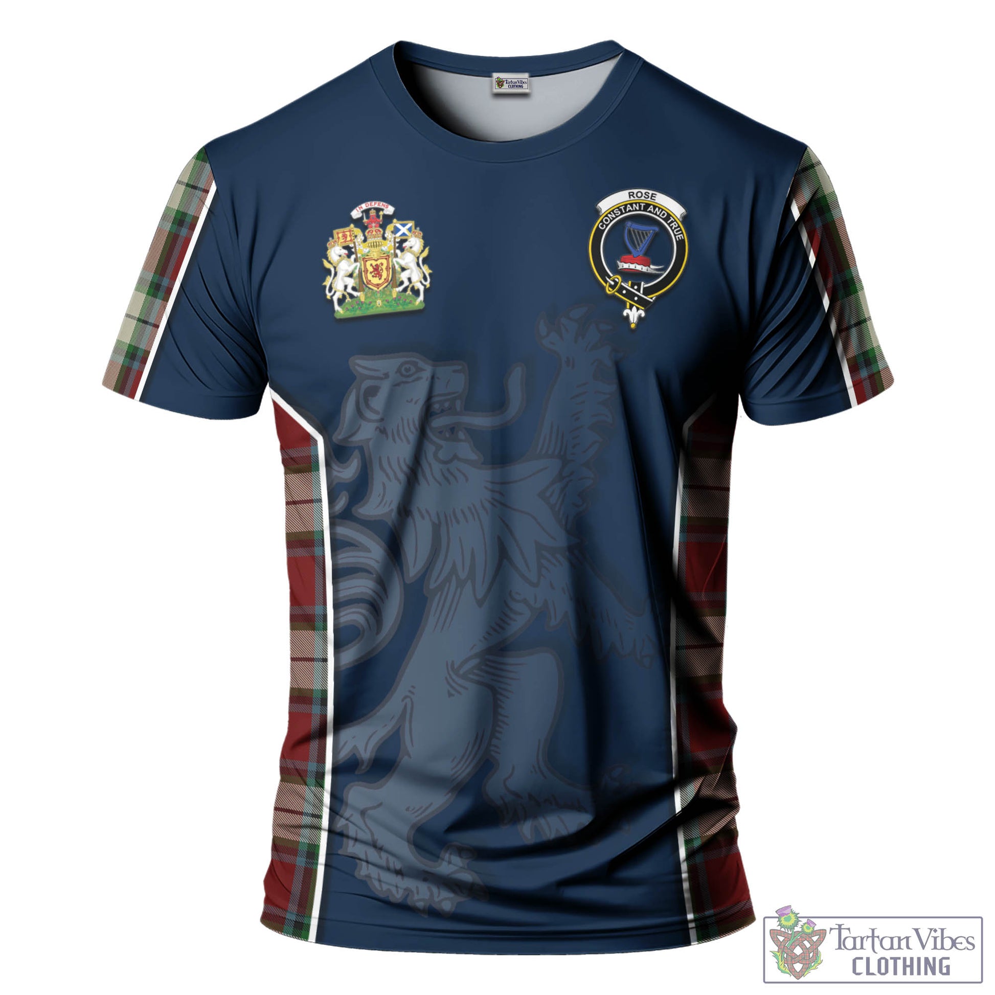 Tartan Vibes Clothing Rose White Dress Tartan T-Shirt with Family Crest and Lion Rampant Vibes Sport Style