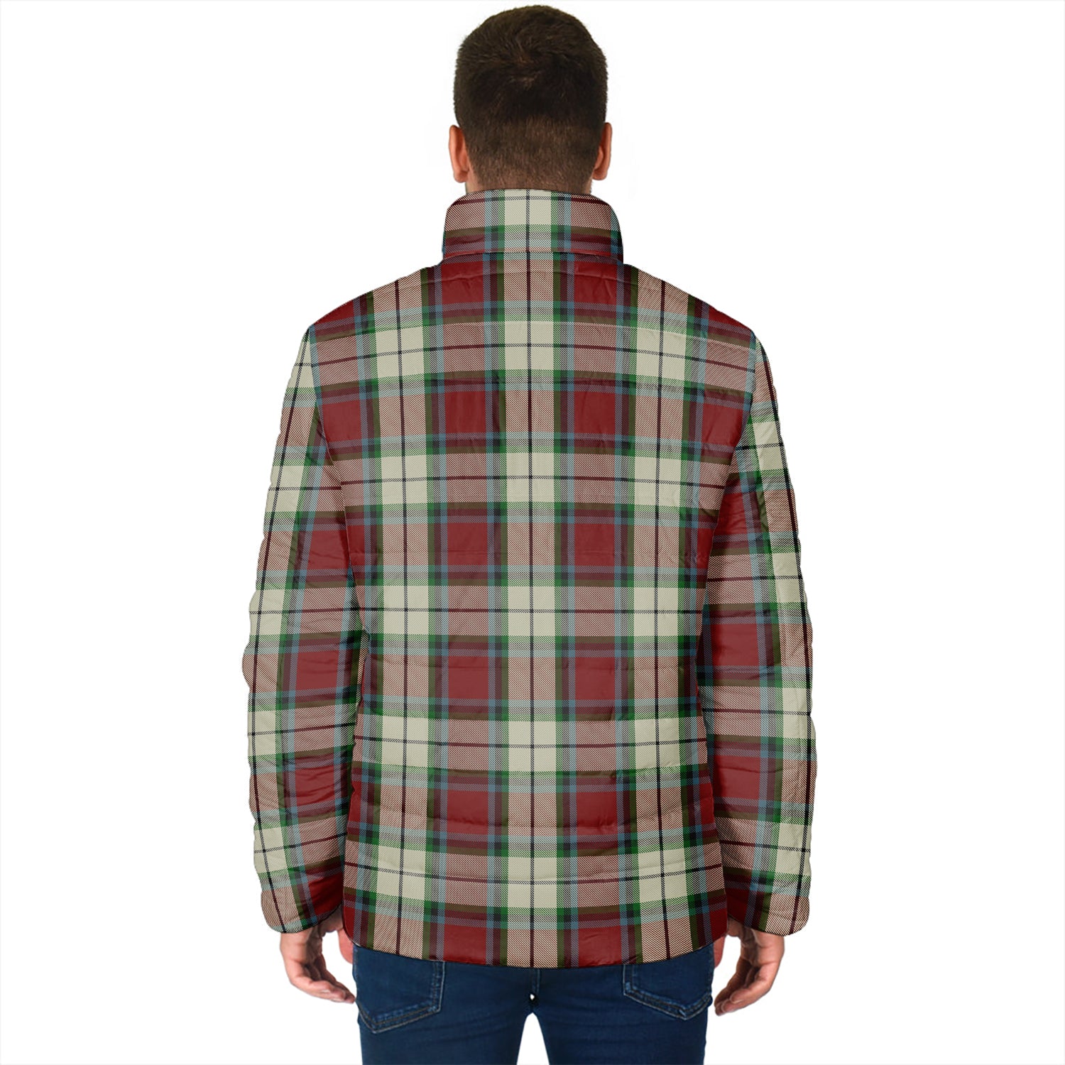 Rose White Dress Tartan Padded Jacket with Family Crest - Tartan Vibes Clothing