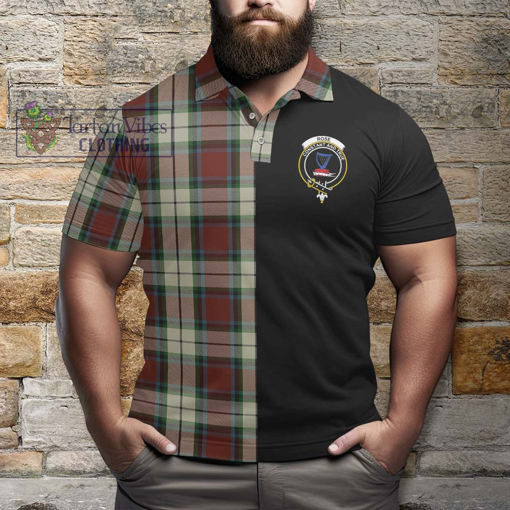 Rose White Dress Tartan Polo Shirt with Family Crest and Half Of Me Style - Tartanvibesclothing Shop