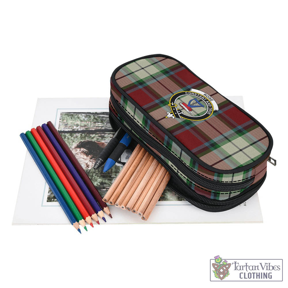 Tartan Vibes Clothing Rose White Dress Tartan Pen and Pencil Case with Family Crest