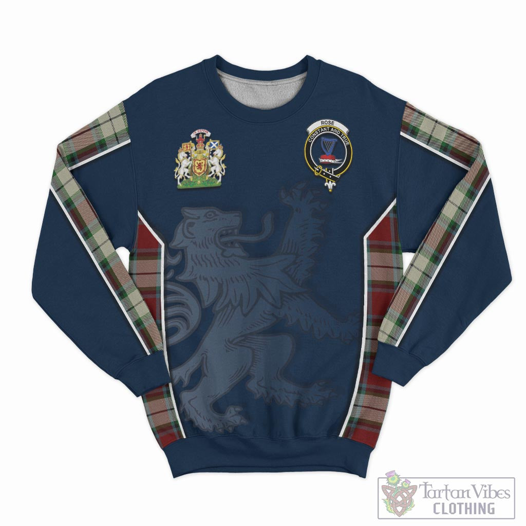 Tartan Vibes Clothing Rose White Dress Tartan Sweater with Family Crest and Lion Rampant Vibes Sport Style