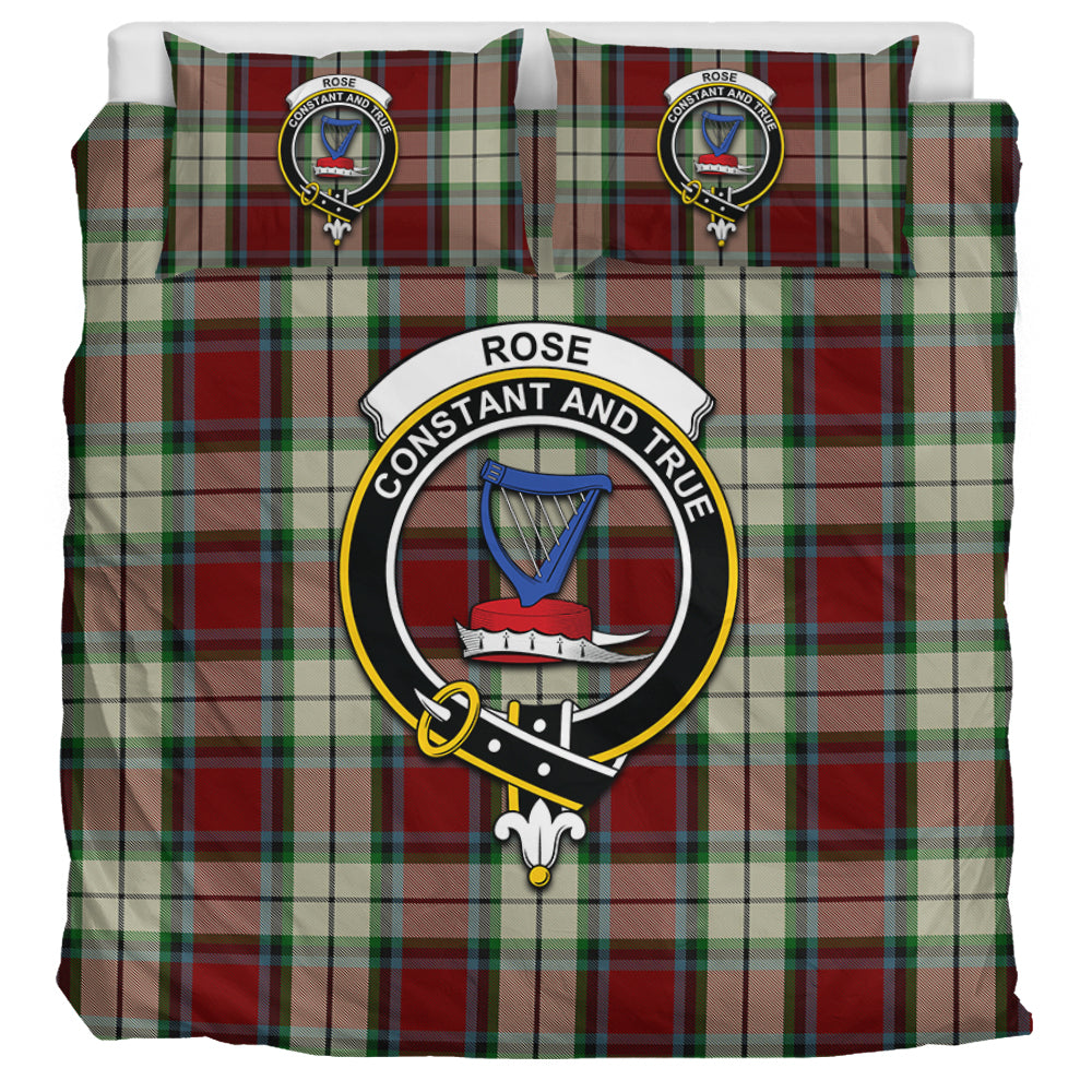 Rose White Dress Tartan Bedding Set with Family Crest UK Bedding Set UK Super King 104*94 inch - Tartan Vibes Clothing