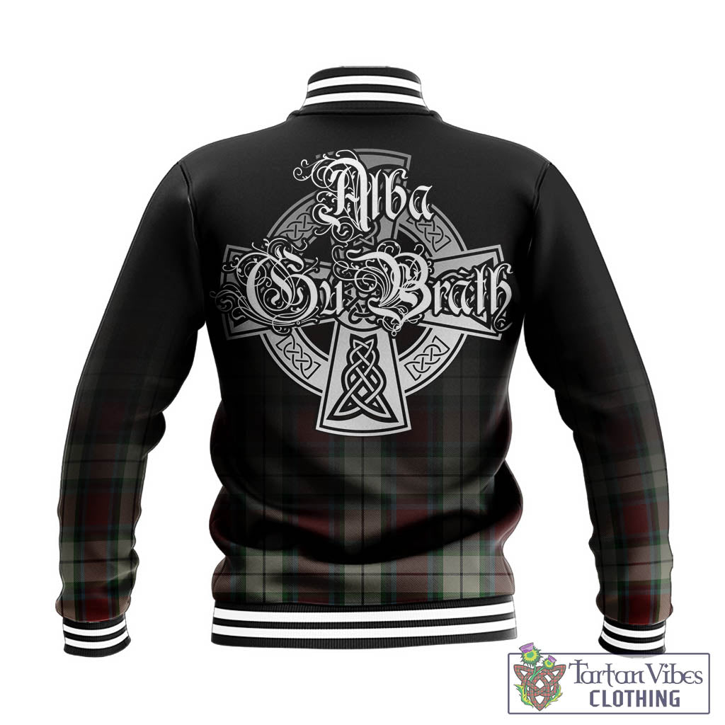 Tartan Vibes Clothing Rose White Dress Tartan Baseball Jacket Featuring Alba Gu Brath Family Crest Celtic Inspired