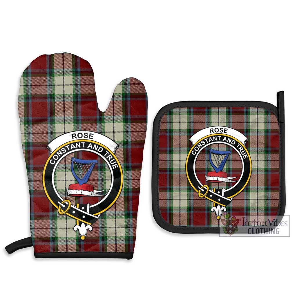 Tartan Vibes Clothing Rose White Dress Tartan Combo Oven Mitt & Pot-Holder with Family Crest